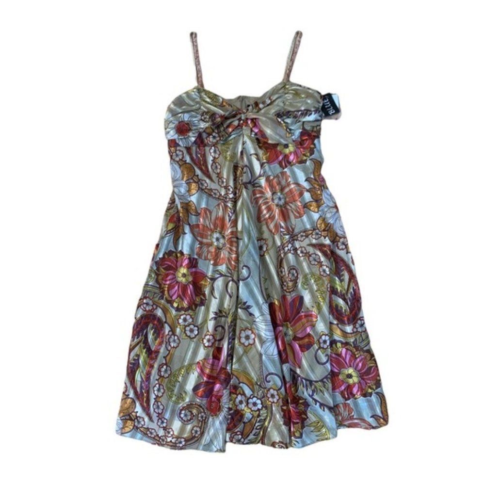 New Floral Sleeveless Eva Blue Dress Size 12